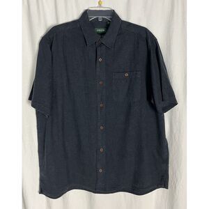 Orvis Men's Size L Short Sleeve‎ Button Up Classic Shirt Blue Chambray